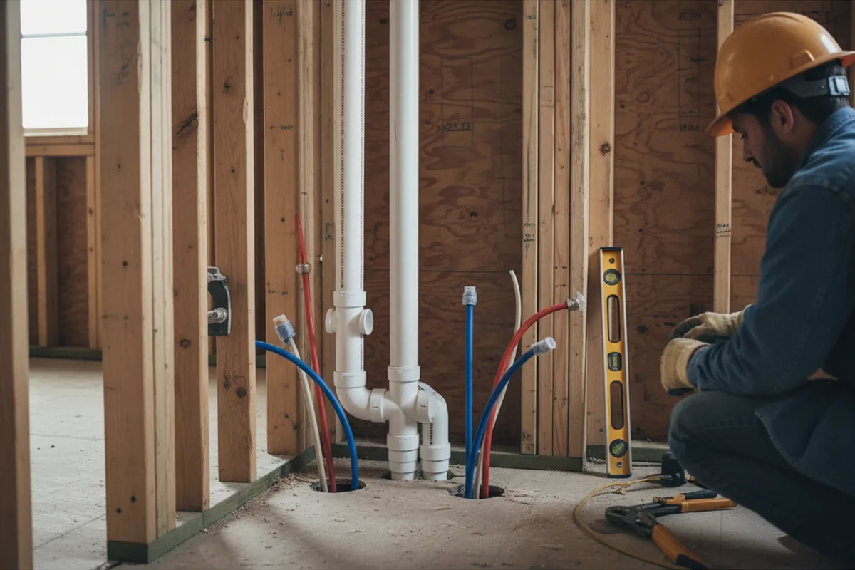 Drain and supply rough-in during Drain Cleaning in Forest Grove